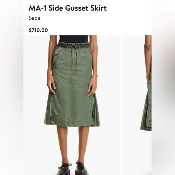 Sacai green cargo/pleated detail skirt - Picture 7 of 8